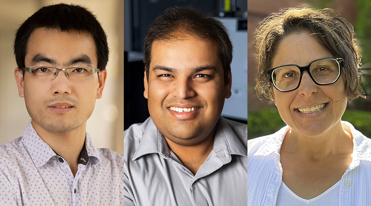 Three Illinois professors are recipients of Alfred P. Sloan Research Fellowships this year: from left, materials science and engineering professor Yingjie Zhang, chemistry professor Angad Mehta, and chemistry professor Lisa Olshansky.