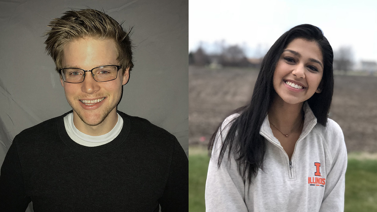 Peyton Hopkins (left) will be working in the Reddi lab where he will study the involvement of the protein TDP-43 in spermatogenesis. Shreyaa Khanna will be working in the Dar lab where she will investigate the cell cycle in embryonic stem cells.