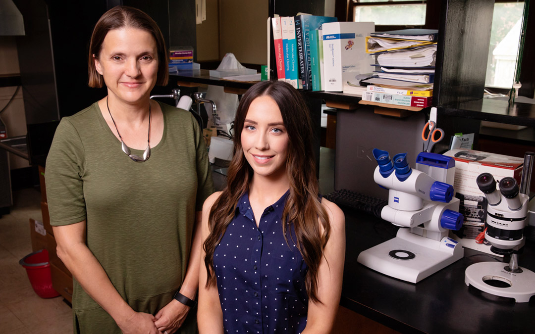 Evolution, ecology and behavior professor Becky Fuller, left, former graduate student Rachel Moran and their colleagues study the factors that drive darter species to diverge. Moran is now a postdoctoral researcher at the University of Minnesota.