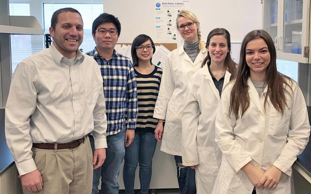 Members of the research team (right to left): Bioengineering seniors Erin Tevonian and Melina Megaridis, Post-doctoral fellow Kathrin Bohn-Wippert, Bioengineering graduate students Meng-Yao Huang and Yiyang Lu, and Professor Roy Dar.